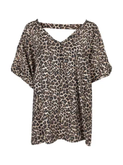 Pink Black Blusa donna maculata oversize a maniche corte