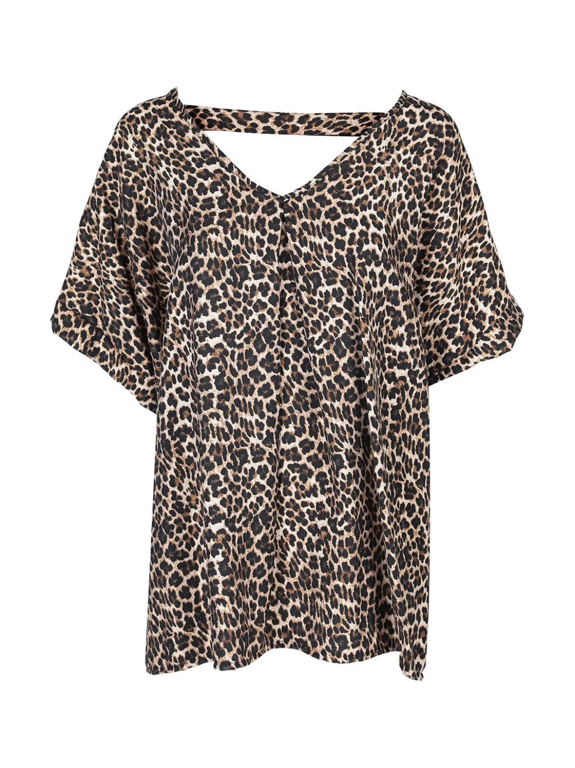 Pink Black Blusa donna maculata oversize a maniche corte