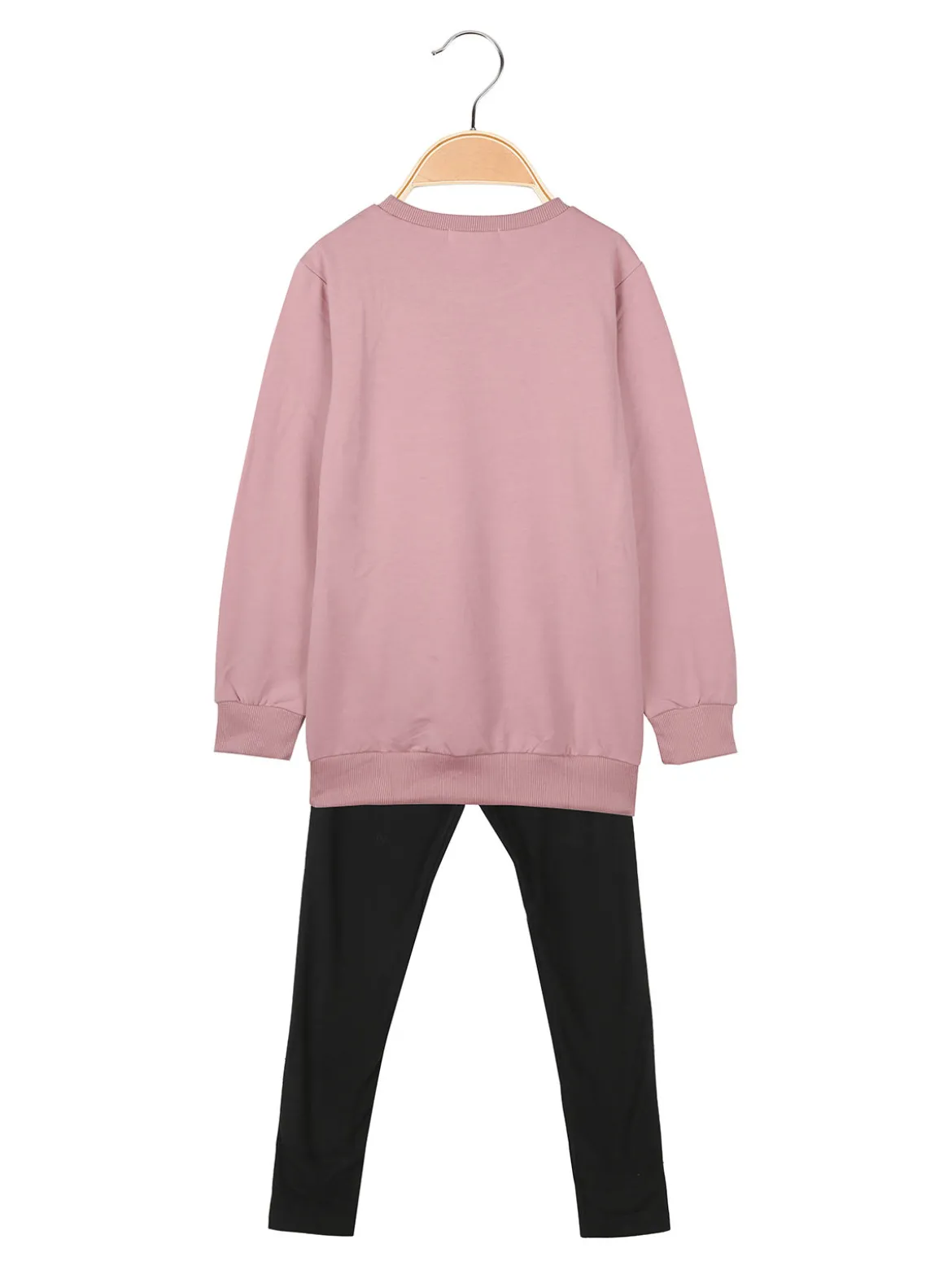 Pink Girl Completo 2 pezzi da bambina con felpa e leggings in pile - rosa
