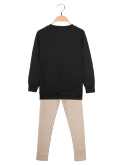 Pink Girl Completo 2 pezzi da bambina con felpa e leggings - nero