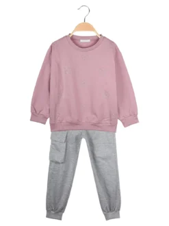 Pink Girl Completo 2 pezzi da bambina con felpa e pantalone - rosa