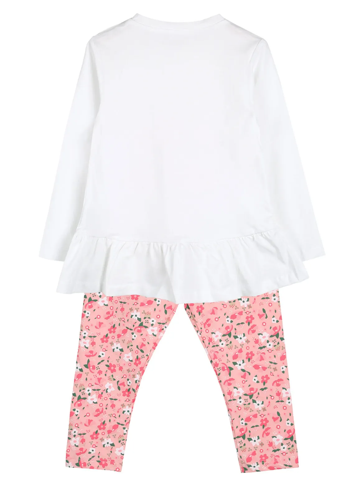 Pink Girl Completo 2 pezzi da neonata con leggings floreali - bianco