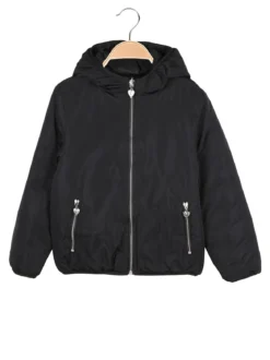 Pink Girl Giubbotto da bambina reversibile con cappuccio - nero