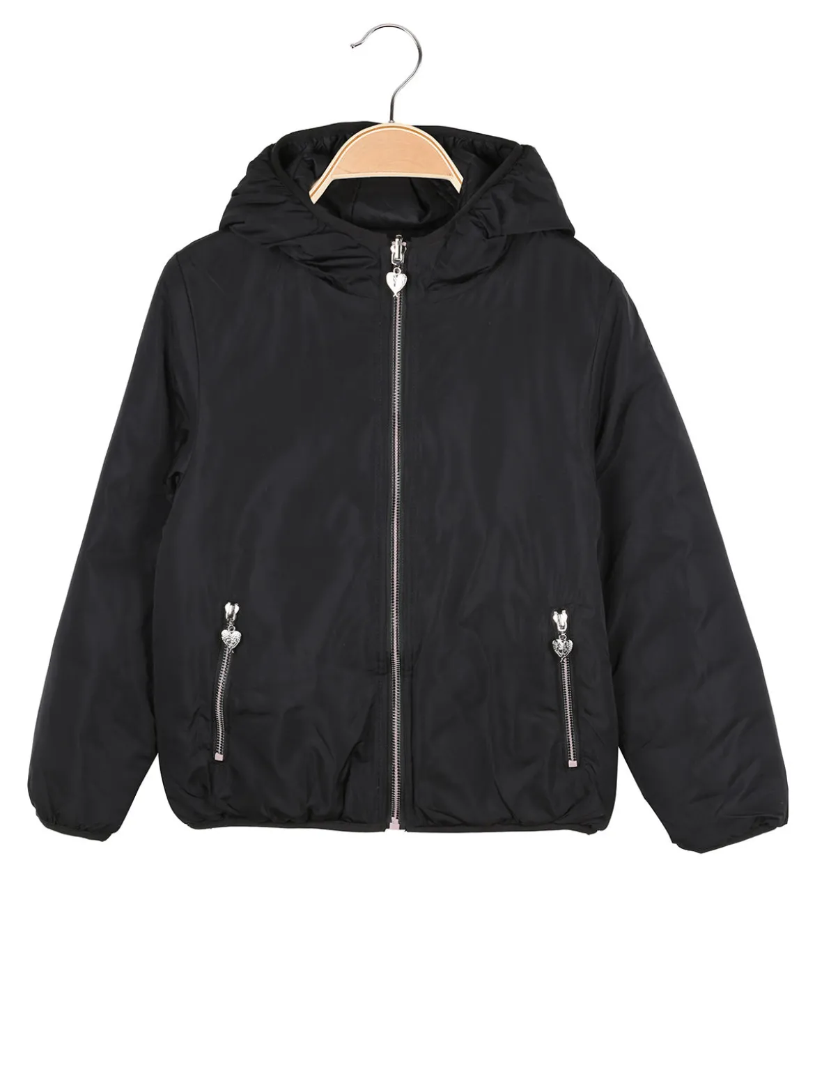 Pink Girl Giubbotto da bambina reversibile con cappuccio - nero