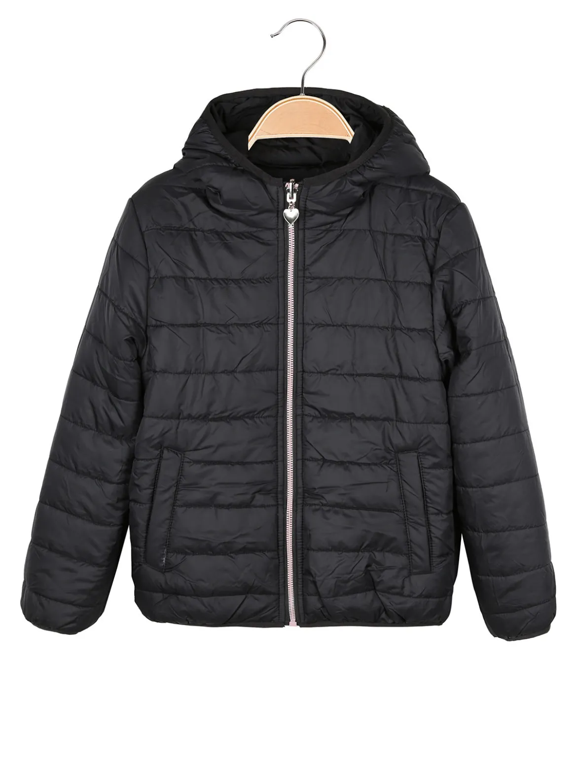 Pink Girl Giubbotto da bambina reversibile con cappuccio - nero