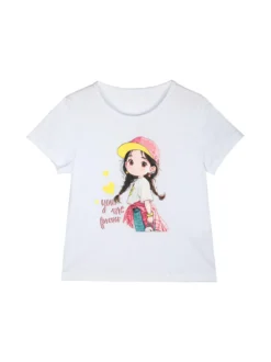Pink Rabbit Abito a salopette da bambina con t-shirt