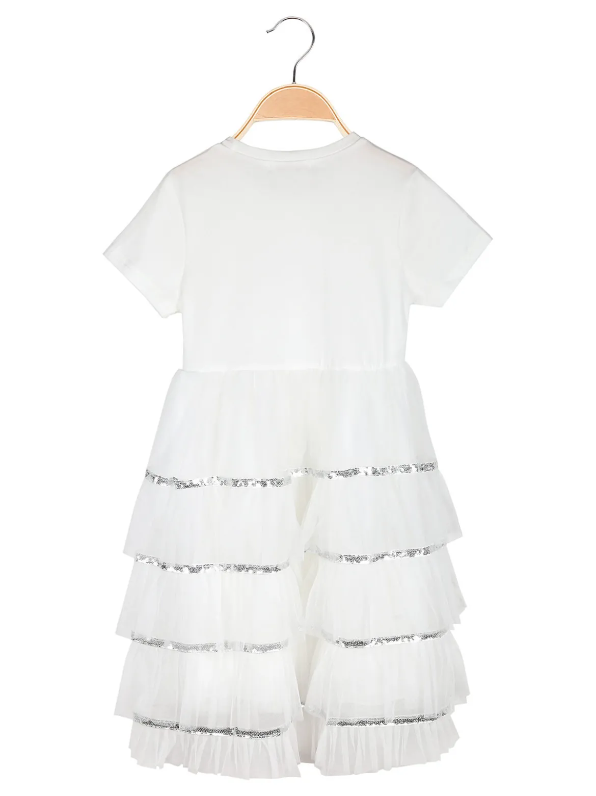 Pink Rabbit Abito da bambina a maniche corte con gonna in tulle e paillettes