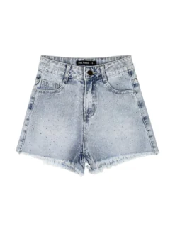 Pink Rabbit Shorts da ragazza in jeans con micro borchie - jeans