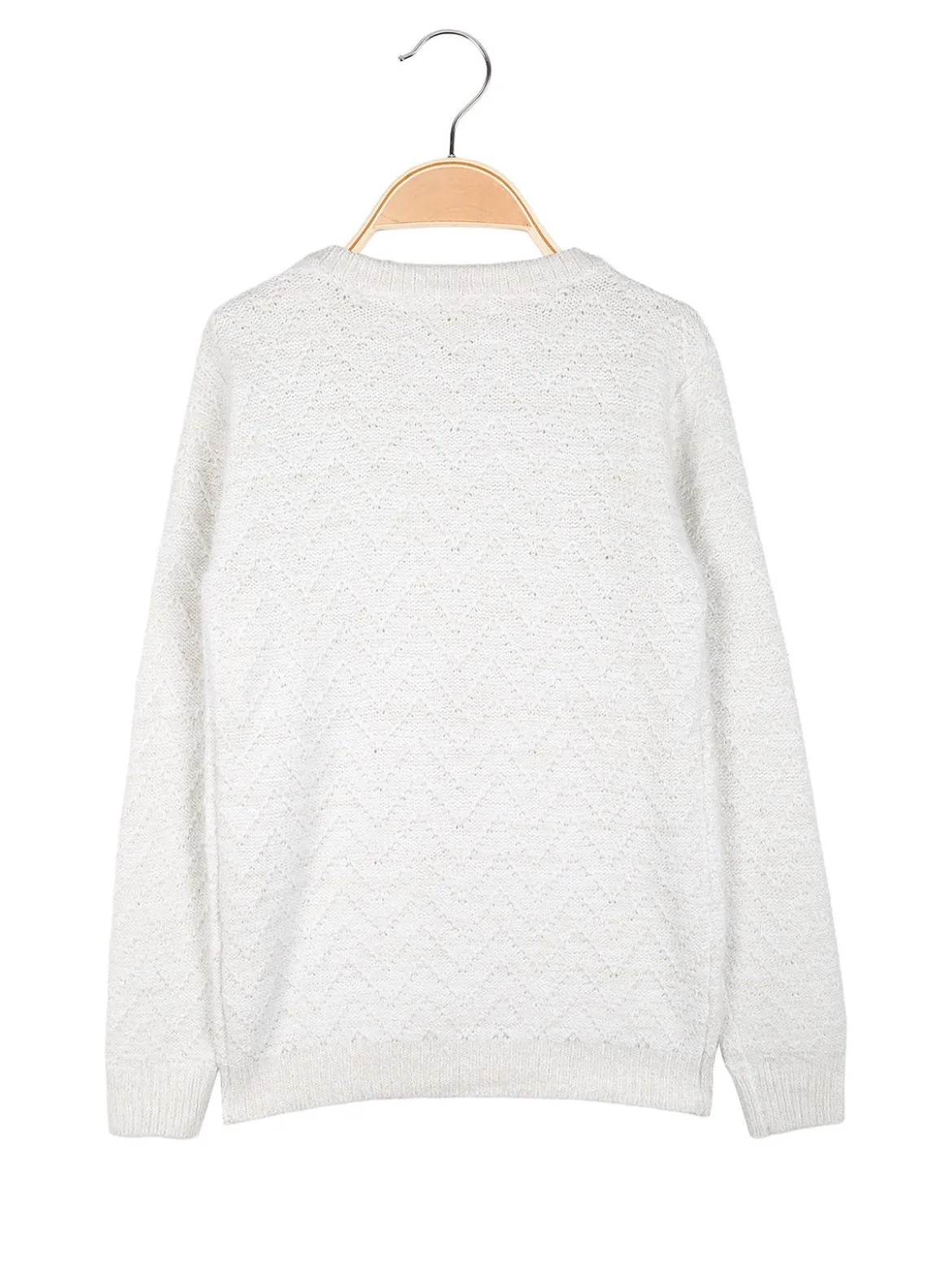 Pink Shell Maglione lurex da bambina con dettaglio in tulle - bianco