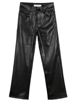 Pink Shell Pantaloni da bambina in ecopelle - nero