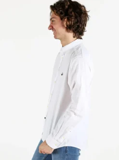 Polo Club Camicia da uomo alla coreana in misto lino e cotone