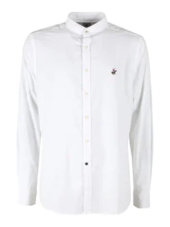 Polo Club Camicia da uomo alla coreana in misto lino e cotone