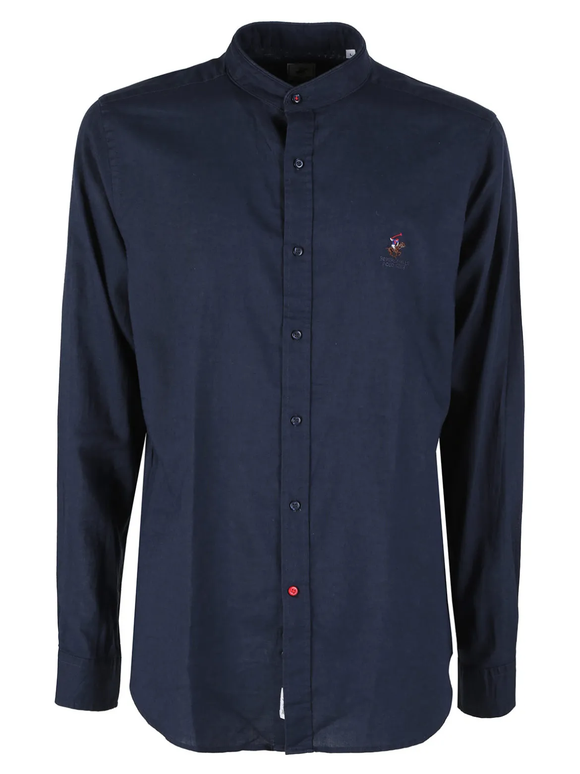 Polo Club Camicia da uomo alla coreana in misto lino e cotone