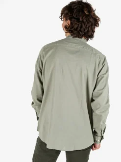 Polo Club Camicia da uomo alla coreana in misto lino e cotone