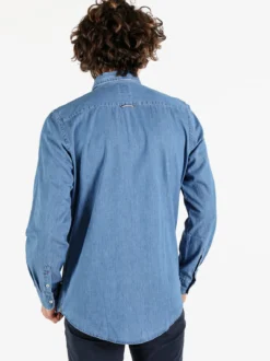 Polo Club Camicia da uomo in jeans a maniche lunghe