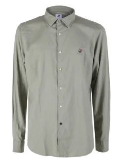 Polo Club Camicia da uomo in misto lino e cotone a maniche lunghe