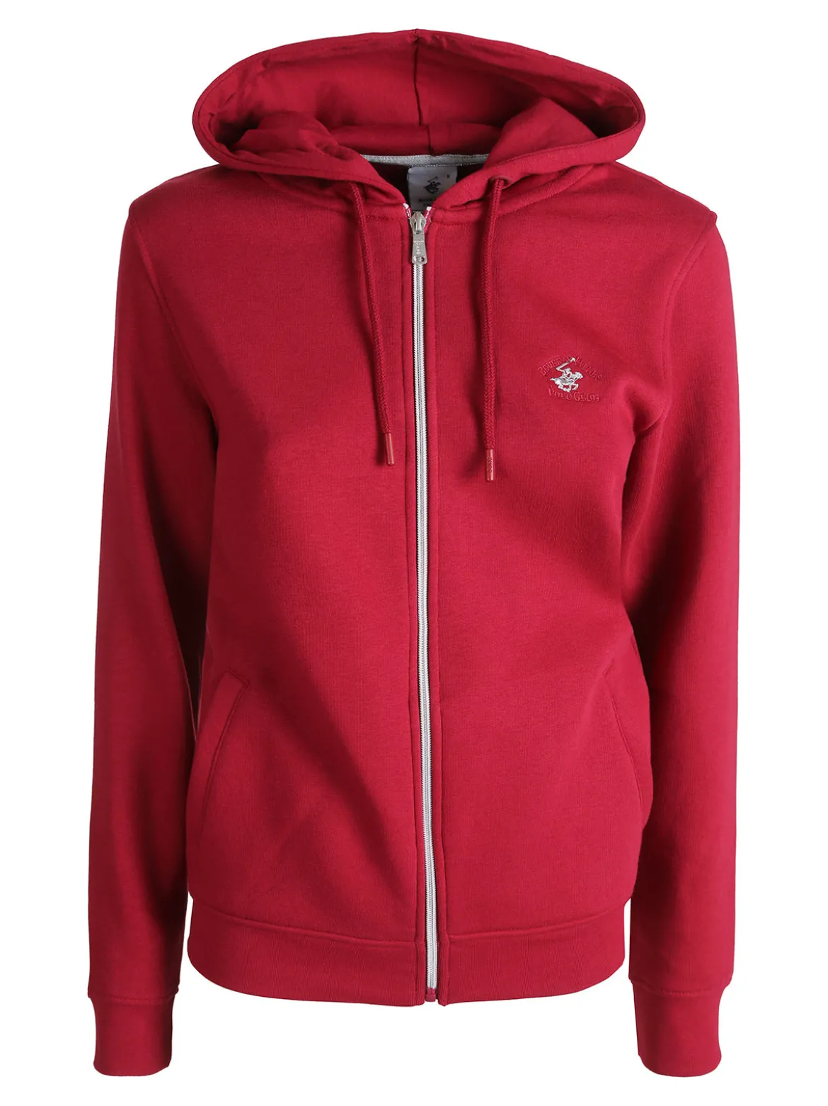 Polo Club Felpa donna con cappuccio e zip e interno felpato - rosso