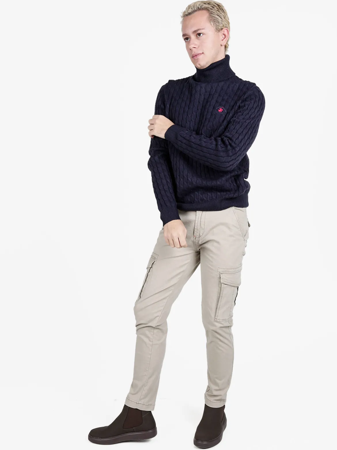 Polo Club Maglione dolcevita da uomo a trecce