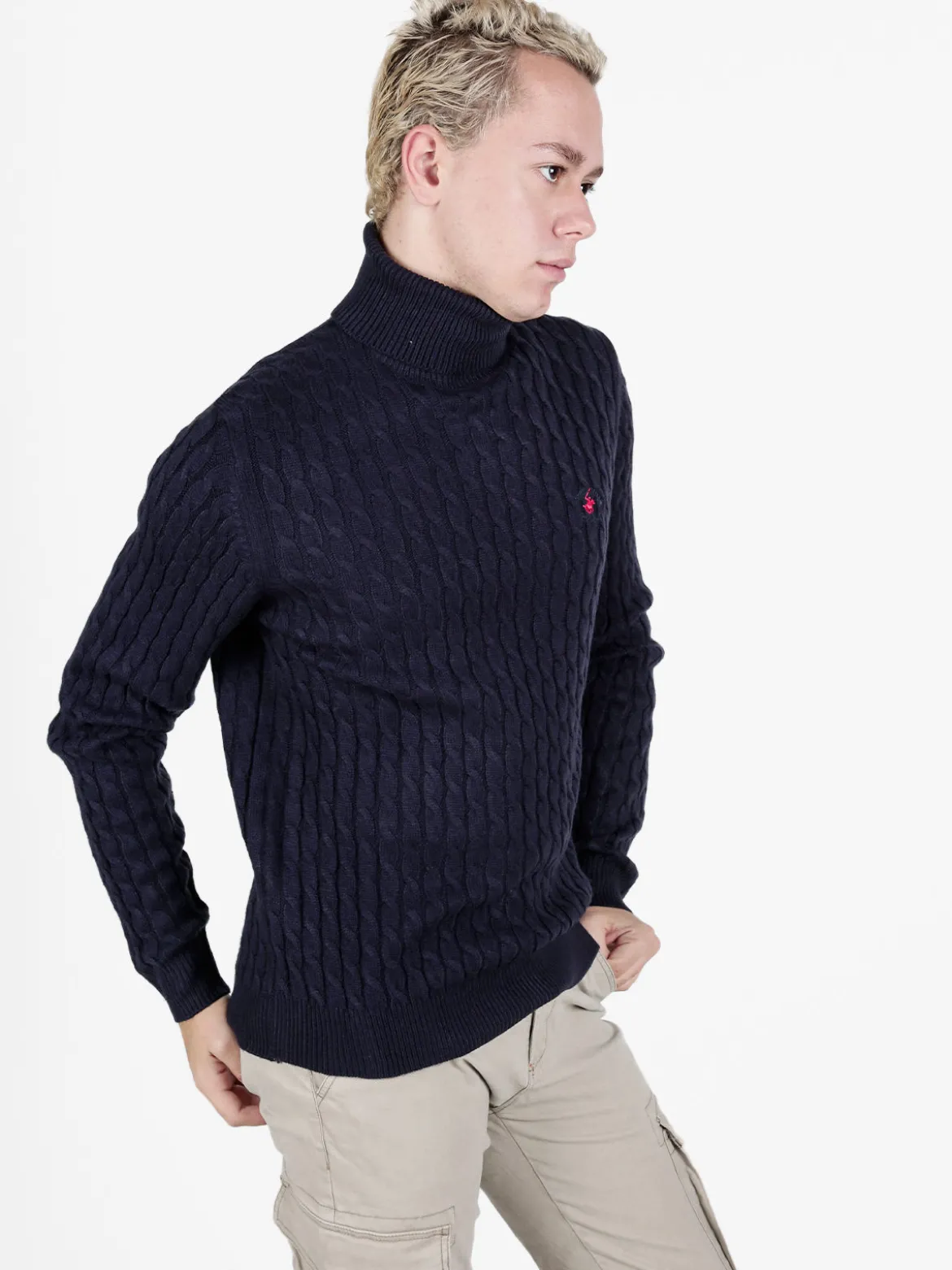 Polo Club Maglione dolcevita da uomo a trecce