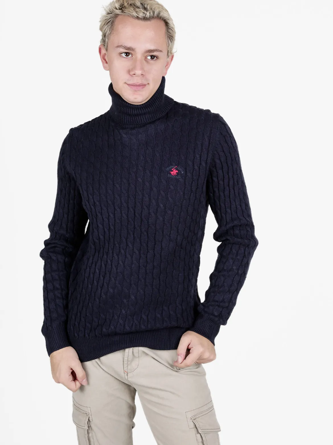 Polo Club Maglione dolcevita da uomo a trecce