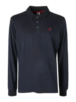 Polo Club Polo da uomo a maniche lunghe in cotone - blu scuro