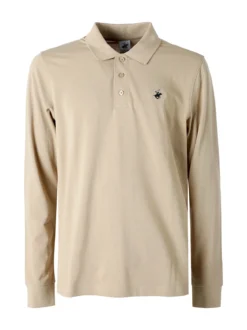 Polo Club Polo da uomo in cotone con logo a maniche lunghe - khaki
