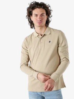 Polo Club Polo da uomo in cotone con logo a maniche lunghe - khaki