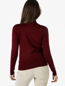 Polo Club Pullover dolcevita da donna in maglia tinta unita - bordeaux