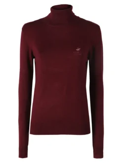Polo Club Pullover dolcevita da donna in maglia tinta unita - bordeaux
