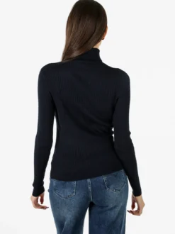 Polo Club Pullover dolcevita donna in maglia intrecciata - blu scuro