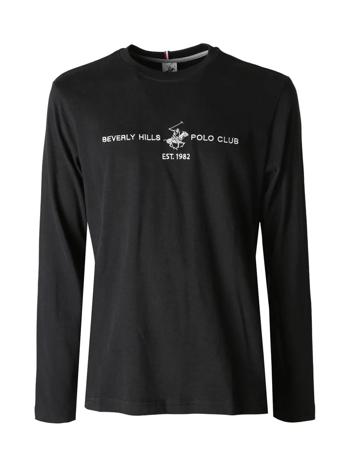 Polo Club T-shirt da uomo a maniche lunghe in caldo cotone - nero