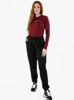 Polo Club T-shirt girocollo da donna a maniche lunghe in cotone - bordeaux