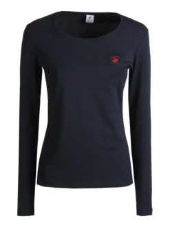 Polo Club T-shirt girocollo da donna a maniche lunghe in cotone - blu scuro