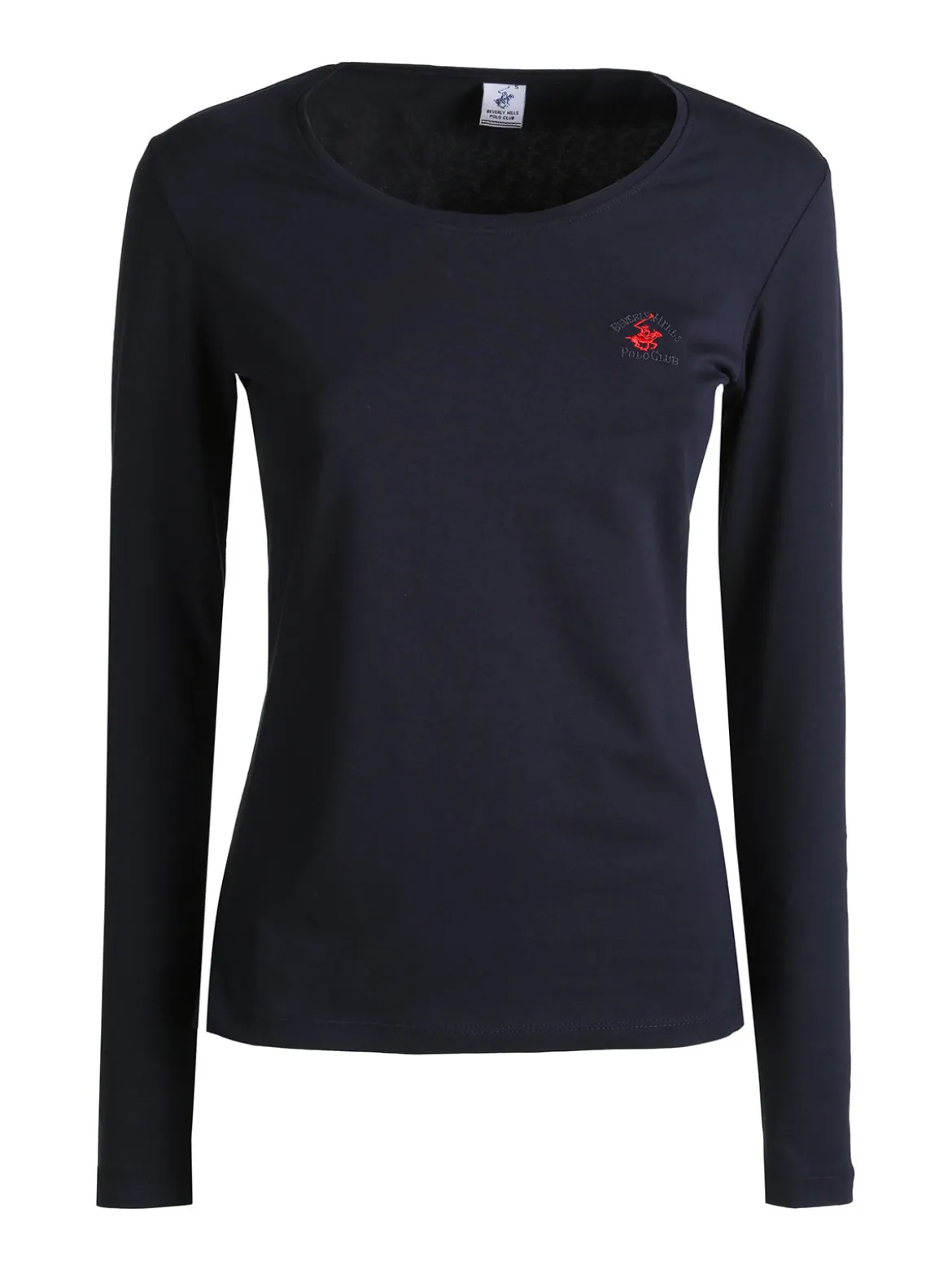 Polo Club T-shirt girocollo da donna a maniche lunghe in cotone - blu scuro