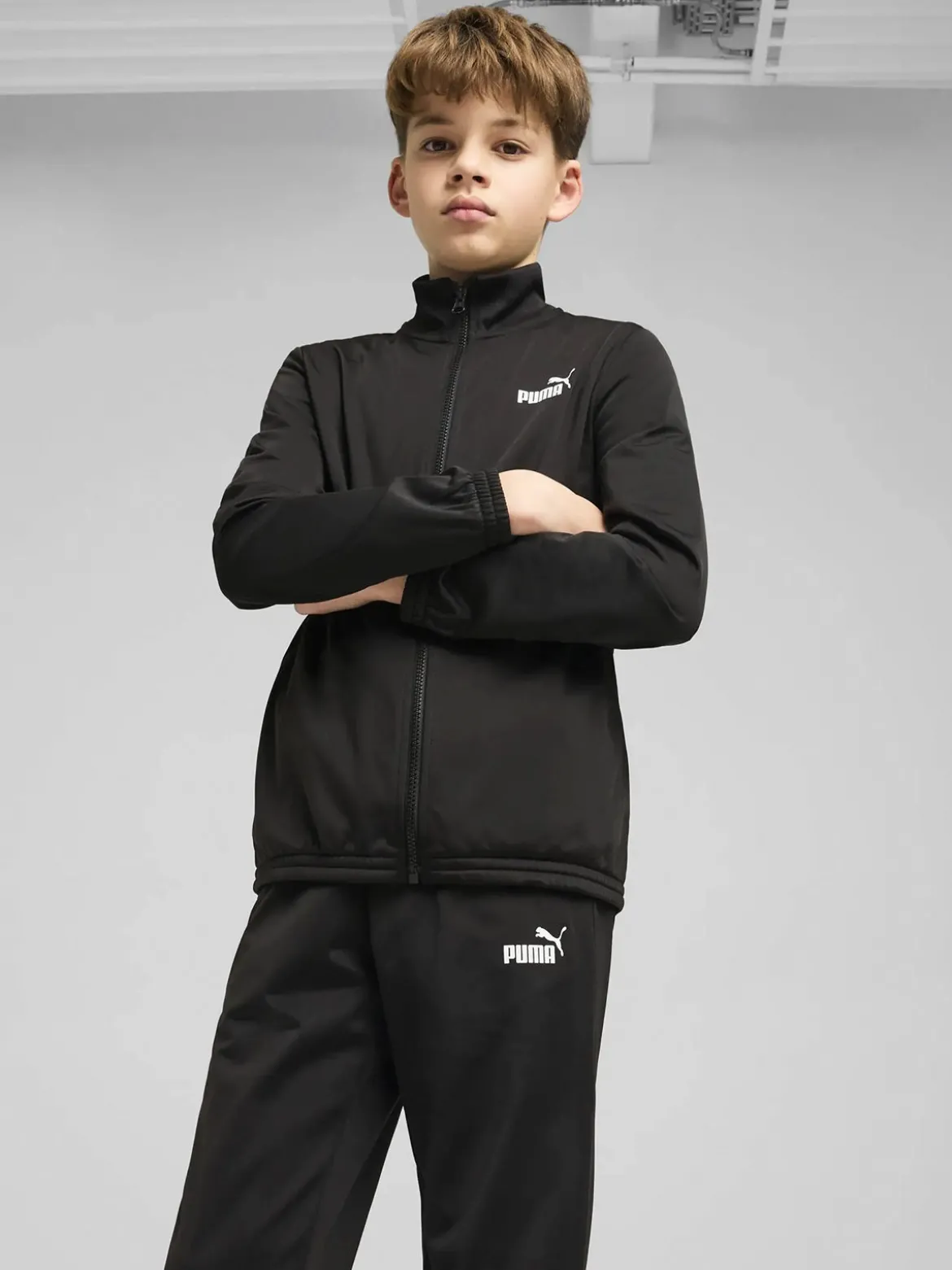 Puma Poly Suit Completo tuta 2 pezzi da bambini full zip con logo - nero