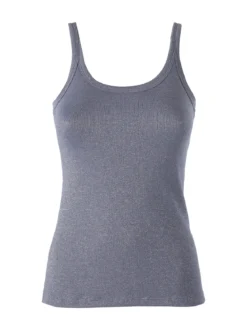 Pura Canotta da donna in cotone lamé - blu