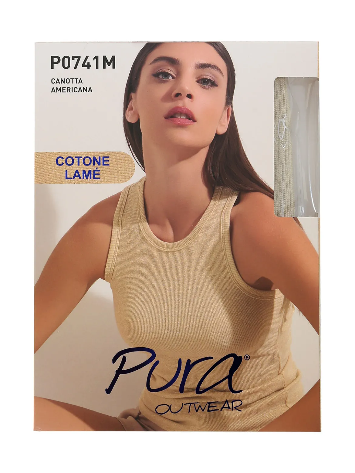 Pura Canotta da donna in cotone lamé - oro