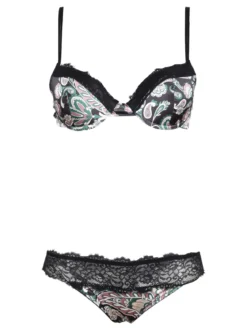 Pura P0709C Push up graduato + brasiliano in raso con stampe
