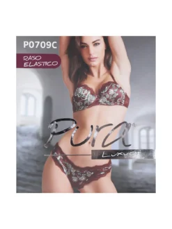 Pura P0709C Push up graduato + brasiliano in raso con stampe