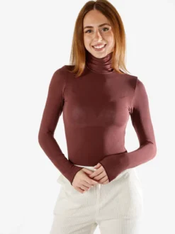 Pura P0714M Dolcevita donna in cashmere a manica lunga - moro