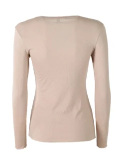 Pura P0735M Maglietta donna a costine in cashmere con scollo a barca - nudo