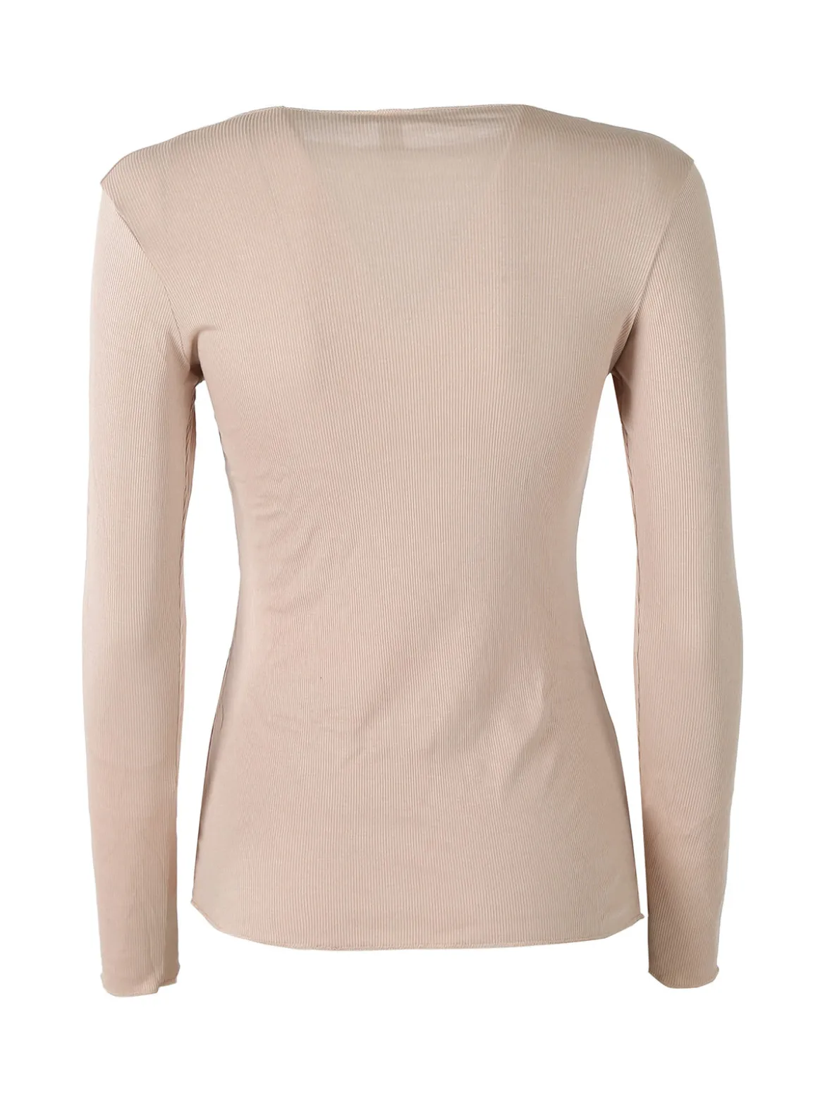 Pura P0735M Maglietta donna a costine in cashmere con scollo a barca - nudo