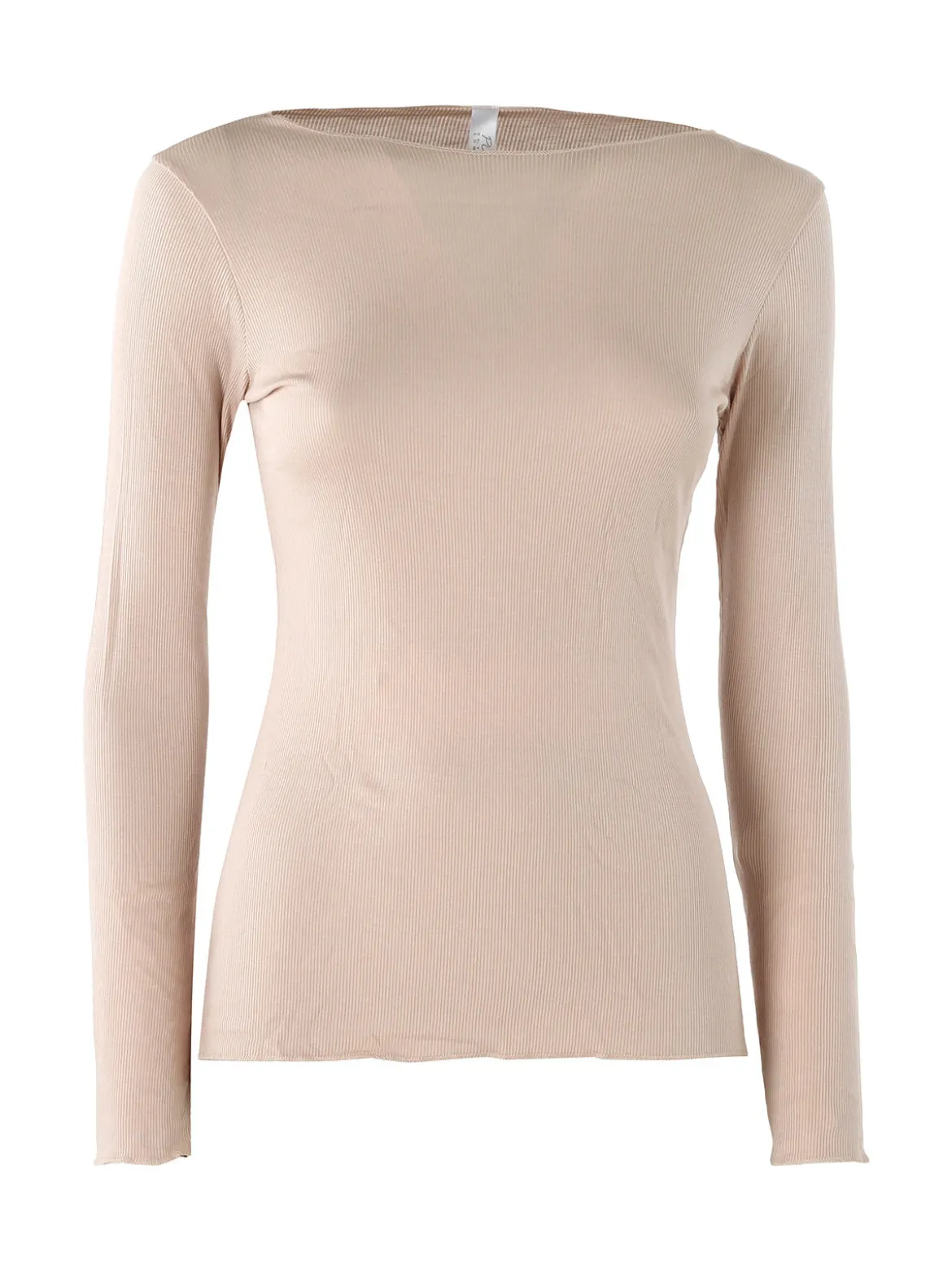 Pura P0735M Maglietta donna a costine in cashmere con scollo a barca - nudo