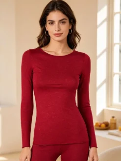 Pura P0724M Maglietta donna in lurex a maniche lunghe con scollo a barca