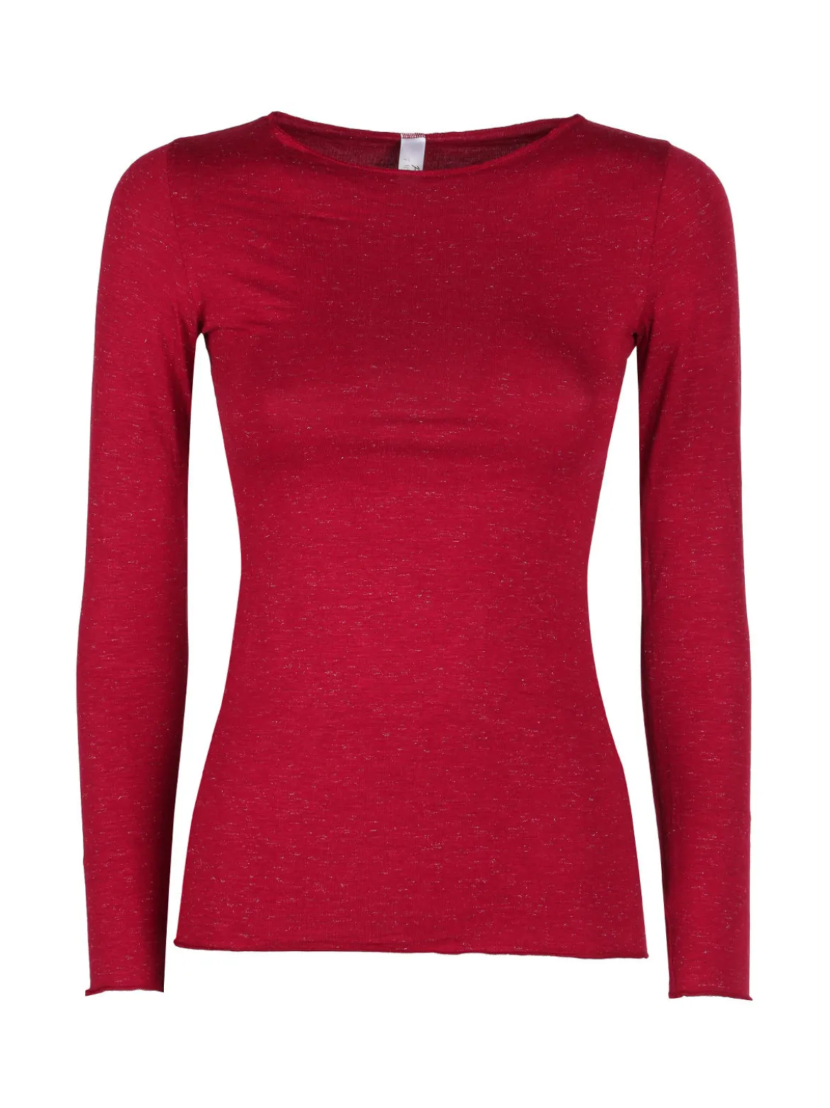 Pura P0724M Maglietta donna in lurex a maniche lunghe con scollo a barca