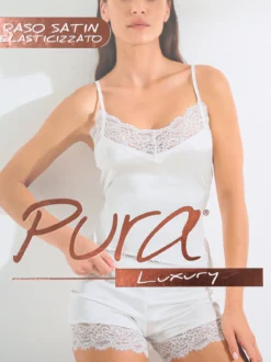 Pura P0732M Top donna in raso satinato con pizzo