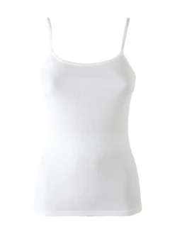 Pura Top donna a costine in bamboo - bianco