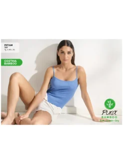 Pura Top donna a costine in bamboo - bianco