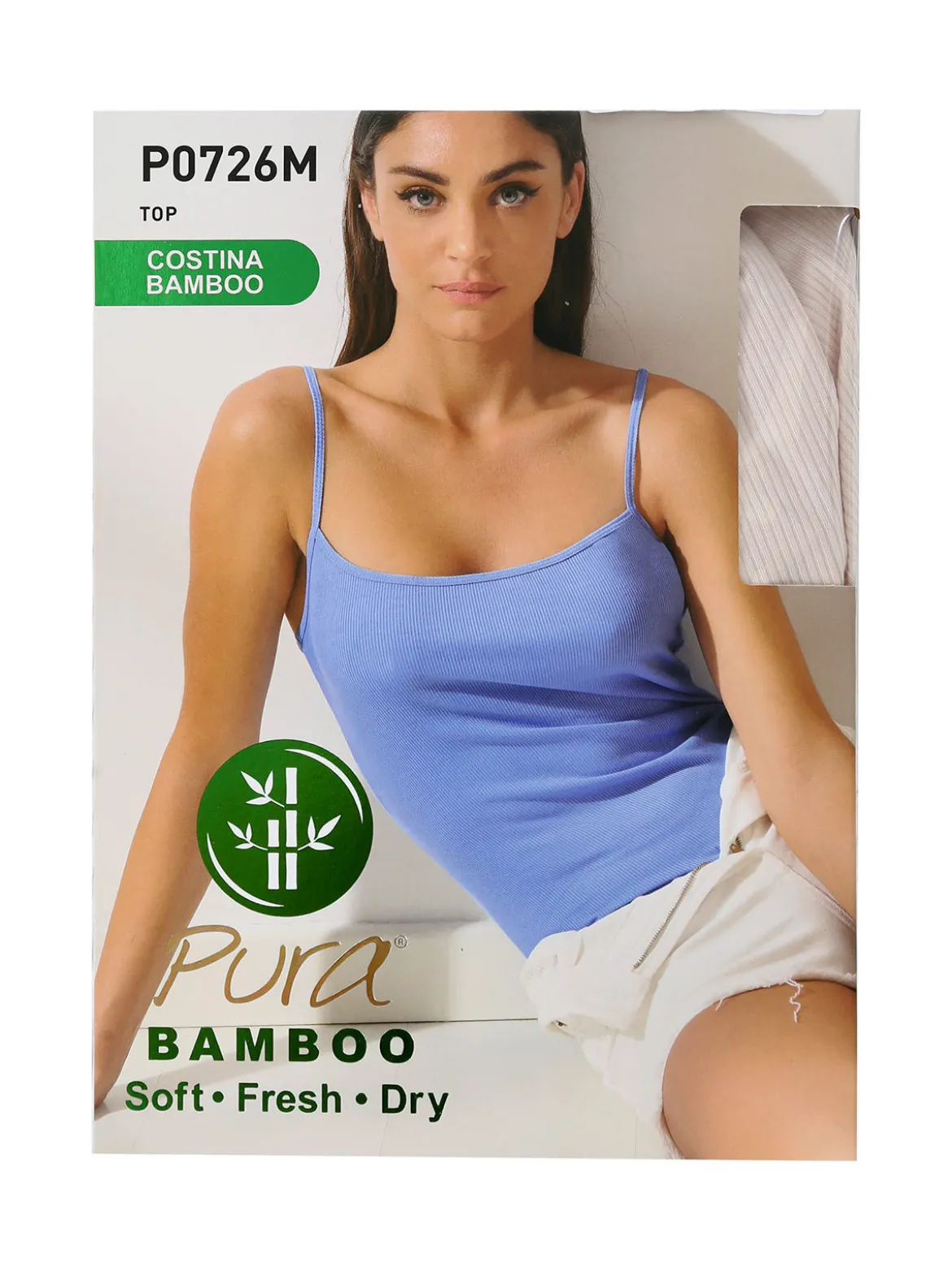 Pura Top donna a costine in bamboo - blu scuro