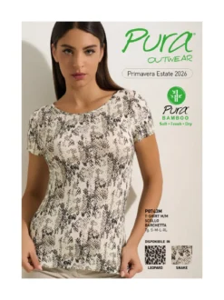 Pura T-shirt donna animalier in bamboo - multicolore